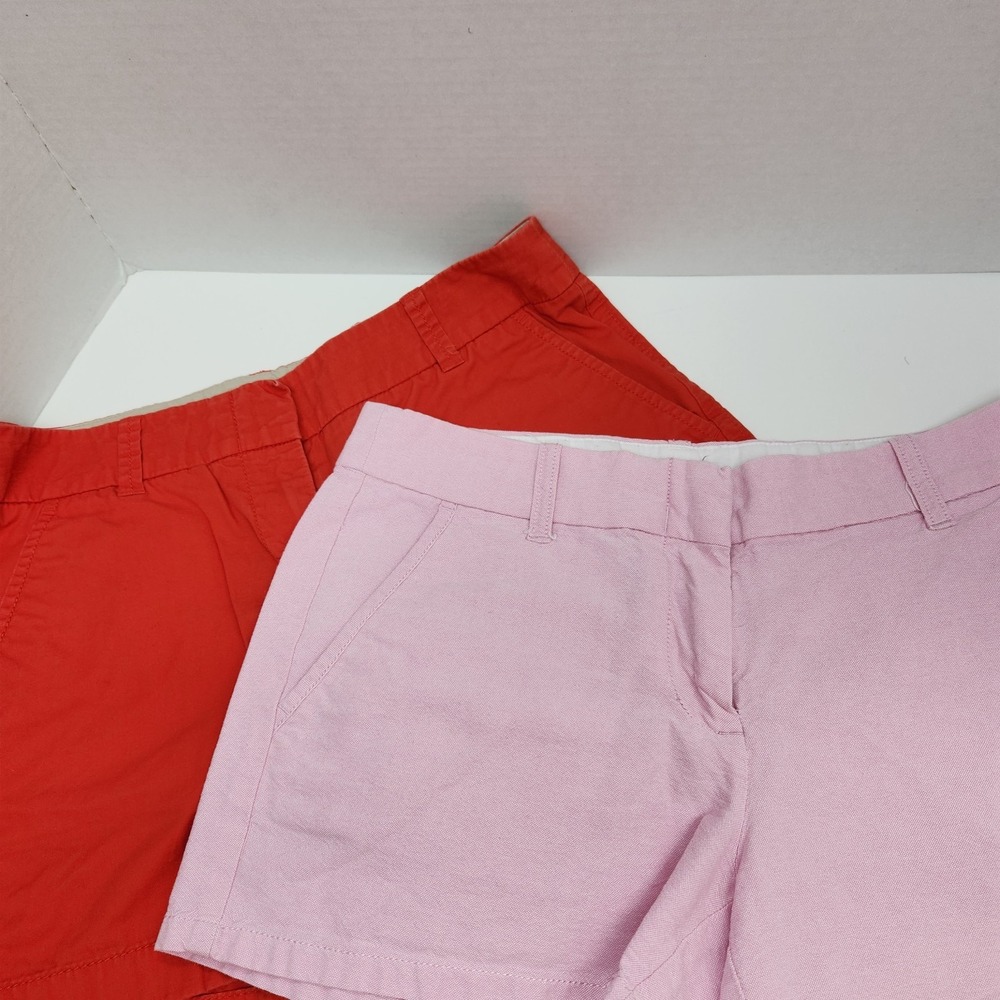 Lot Of 2 J Crew Womens Sz 2 Shorts Cotton Pink Orange Chino 30 Waist See Details
